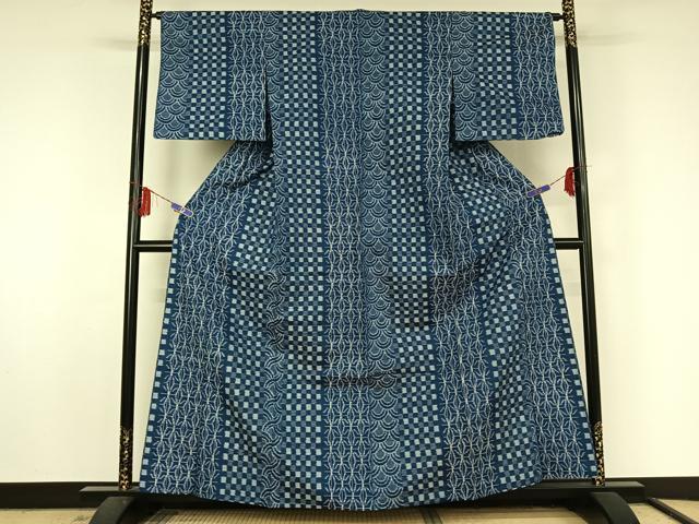 平和屋着物▽上質な紬 単衣 吉祥間道 正絹 逸品 AABF5008jh