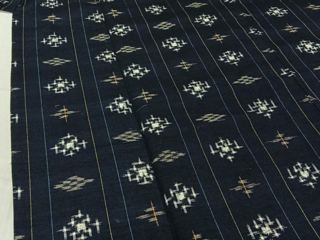 平和屋着物▽上質な紬 単衣 幾何学文様 正絹 逸品 AABF5013jh