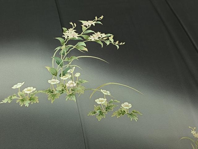 平和屋着物▽訪問着 単衣 草花文 暈し染め 正絹 逸品 AABF5025jh