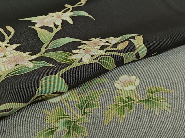 平和屋着物▽訪問着 単衣 草花文 暈し染め 正絹 逸品 AABF5025jh