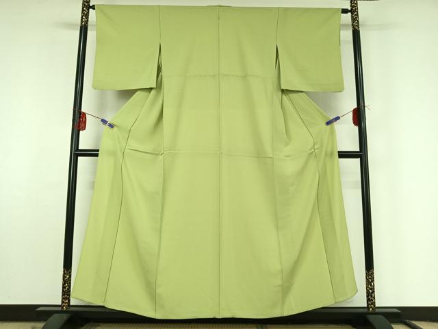 平和屋着物▽色無地 単衣 若菜色 洗える着物 AABF5029jh