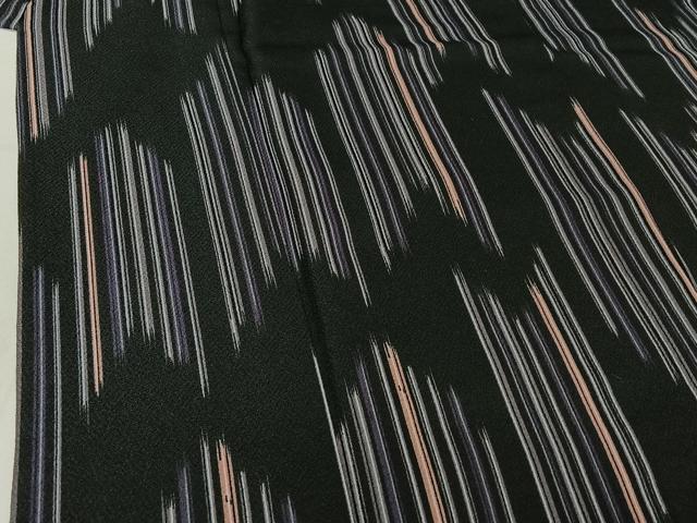 平和屋着物▽小紋 単衣 矢絣 黒地 洗える着物 AABF5031jh