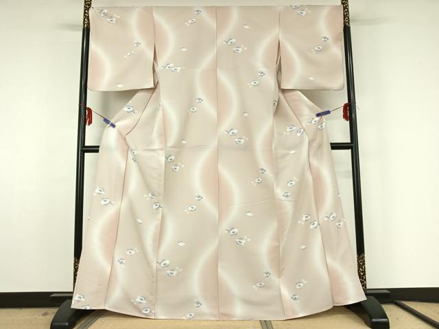平和屋着物▽小紋 単衣 草花文 暈し染め 洗える着物 AABF5033jh