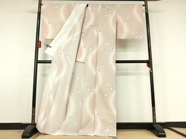 平和屋着物▽小紋 単衣 草花文 暈し染め 洗える着物 AABF5033jh