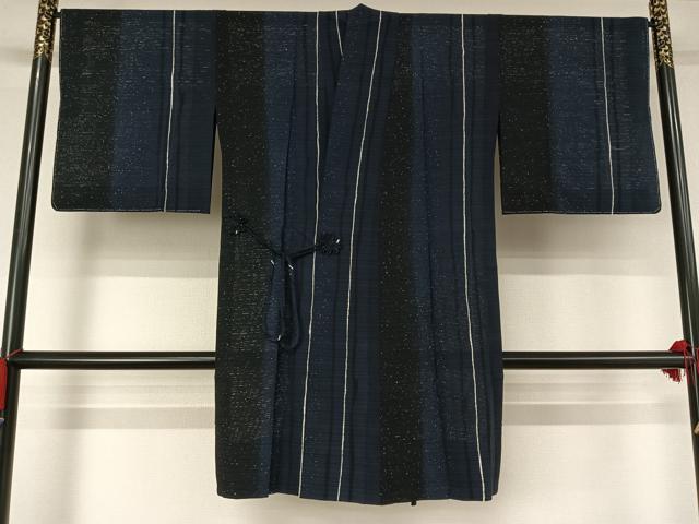 平和屋着物▽道中着 スリーシーズン 春夏秋 塵除け 縞 正絹 逸品 AABF5038jh