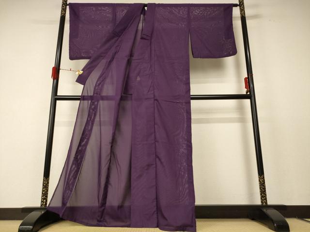 平和屋着物*夏物 色無地 絽 似せ紫色 洗える着物 AABF5045jd