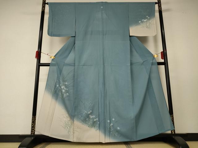 平和屋着物*夏物 訪問着 絽 手描き 草花文 暈し染め 正絹 逸品 AABF5088jd
