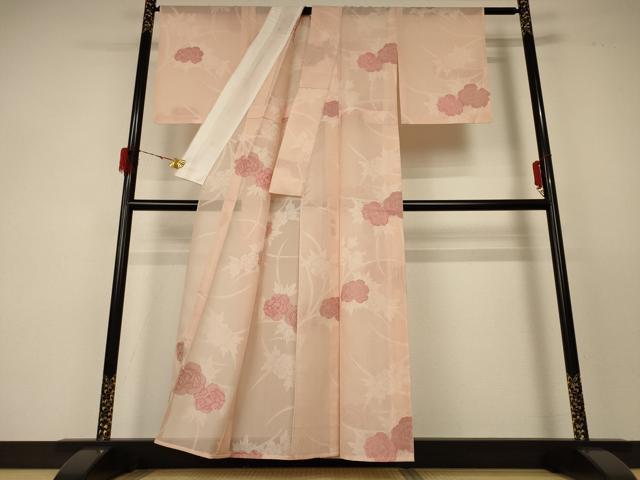 平和屋着物*夏物 小紋 紗 草花文 正絹 逸品 AABF5094jd