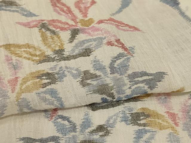 平和屋着物*夏物 小千谷ちぢみ 草花文 麻 逸品 AABF5100jd