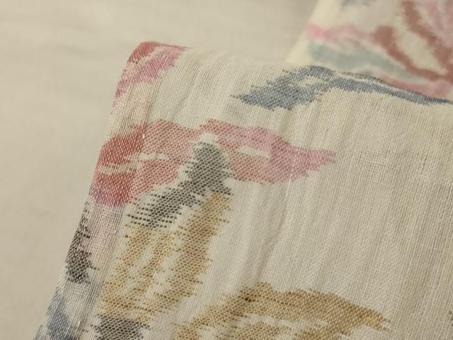 平和屋着物*夏物 小千谷ちぢみ 草花文 麻 逸品 AABF5100jd