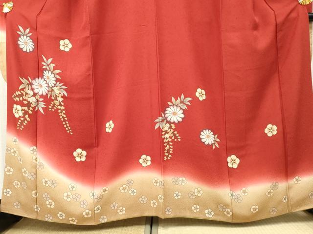 平和屋着物●豪華振袖 舞花文 暈し染め 金彩 正絹 逸品 AABF5128cs