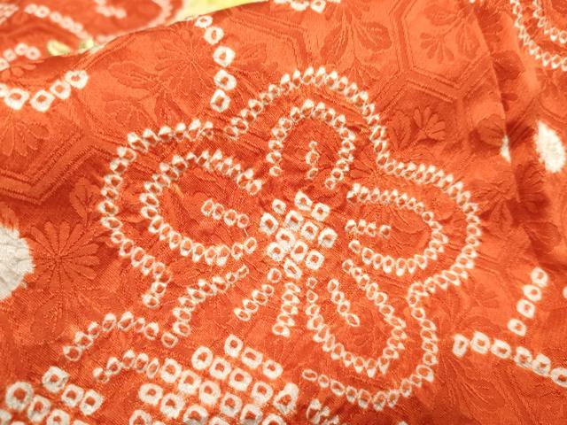 平和屋着物●豪華振袖 駒刺繍 絞り 雲重ね花唐草文 黒地 金銀糸 正絹 逸品 AABF5131cs