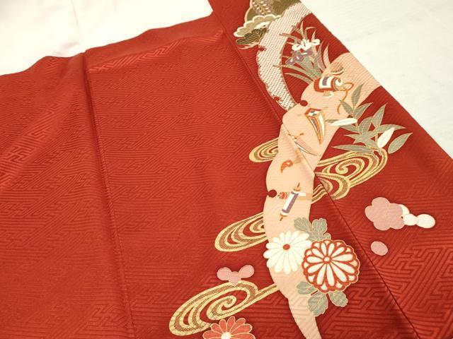 平和屋着物●豪華振袖 駒刺繍 吉祥花蝶文 暈し染め 正絹 逸品 AABF5134cs