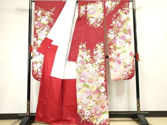 平和屋着物●豪華振袖 蔓帯花毬文 暈し染め 金銀糸 金彩 銀通し地 正絹 逸品 AABF5160cs