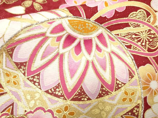 平和屋着物●豪華振袖 蔓帯花毬文 暈し染め 金銀糸 金彩 銀通し地 正絹 逸品 AABF5160cs