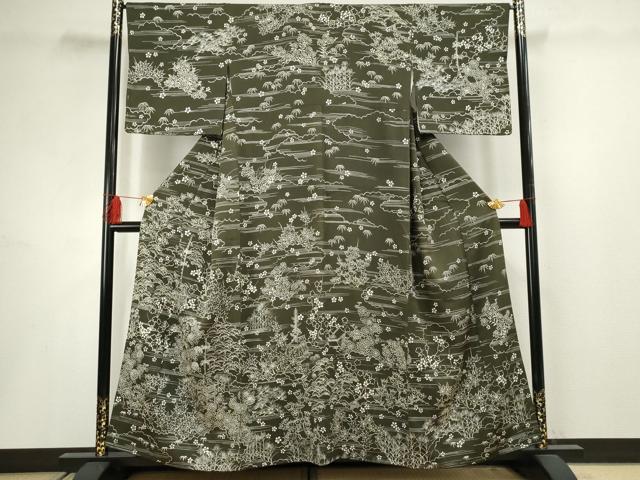 平和屋着物●訪問着 ろうけつ染 松竹梅風景文 正絹 逸品 AABF5166cs