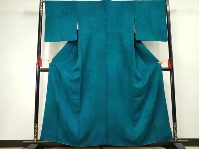 平和屋着物●上質な小紋 吉祥花唐草地紋 暈し染め 銀通し地 正絹 逸品 AABF5171cs