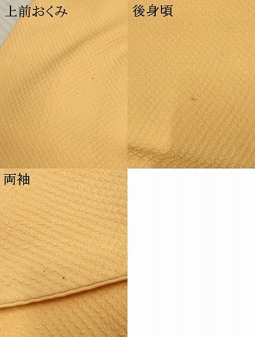 平和屋着物●上質な色無地 鹿の子地紋 萱草色 ロング丈 正絹 逸品 AABF5178cs