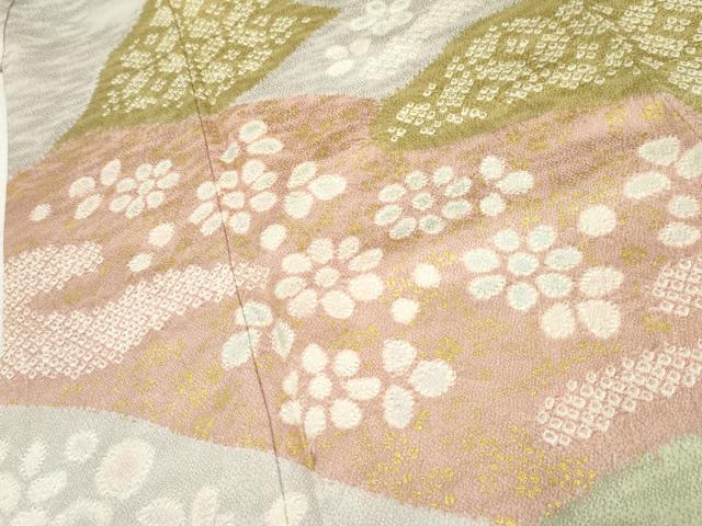 平和屋着物●訪問着 絞り 吉祥花文 金彩 ロング丈 正絹 逸品 AABF5185cs