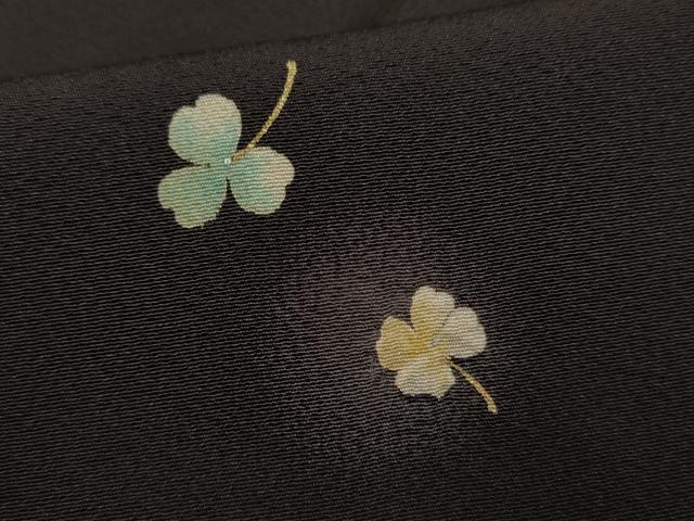 平和屋着物●上質な小紋 ほたる暈し クローバー 黒紅色地 金彩 正絹 逸品 未使用 AABF5186cs