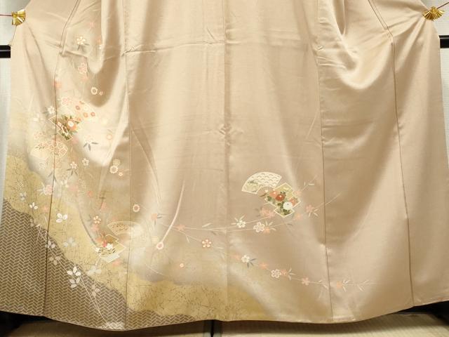 平和屋着物●訪問着 扇面草花文 暈し染め 金彩 正絹 逸品 AABF5197cs