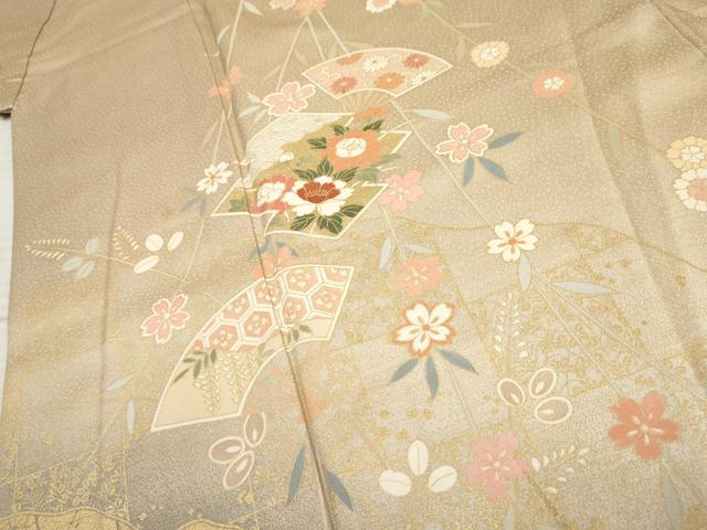 平和屋着物●訪問着 扇面草花文 暈し染め 金彩 正絹 逸品 AABF5197cs