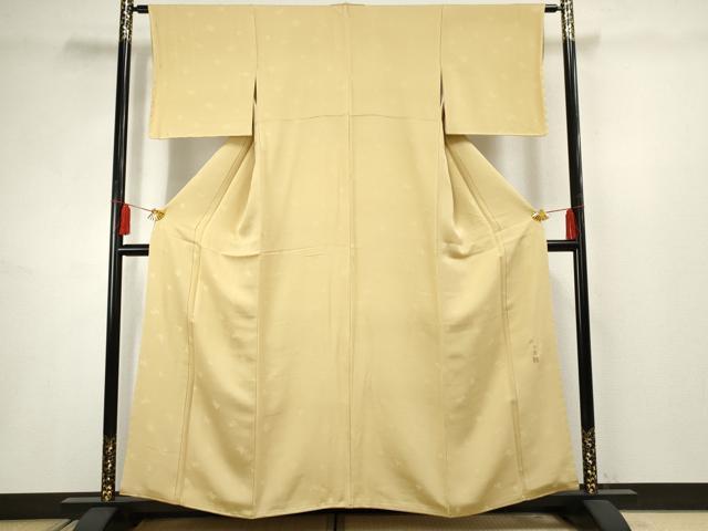 平和屋着物●きもの志麻 岩下志麻ブランド 色無地 草花地紋 木蘭色 正絹 逸品 未使用 AABF5198cs