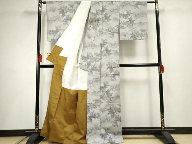 平和屋着物●本場大島紬 白大島 一元7マルキ 総絣 葉尽くし 正絹 逸品 AABF5204cs