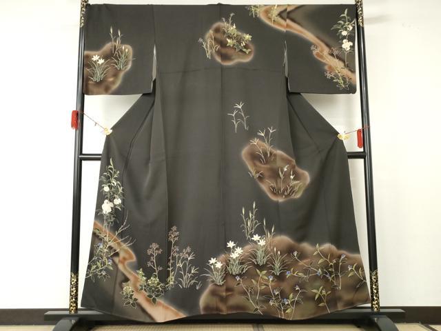 平和屋着物●訪問着 草花文 暈し染め 金彩 正絹 逸品 AABF5209cs