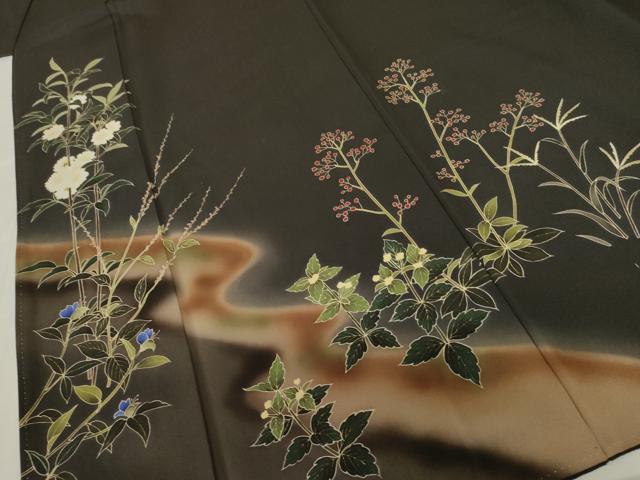 平和屋着物●訪問着 草花文 暈し染め 金彩 正絹 逸品 AABF5209cs