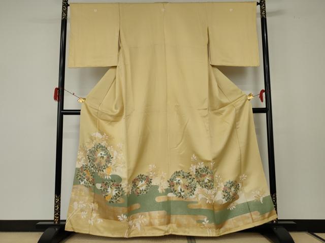 平和屋着物●豪華色留袖 駒刺繍 葡萄枝葉丸文 金彩 正絹 逸品 AABF5210cs