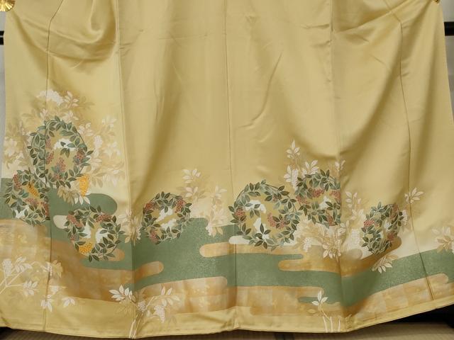 平和屋着物●豪華色留袖 駒刺繍 葡萄枝葉丸文 金彩 正絹 逸品 AABF5210cs