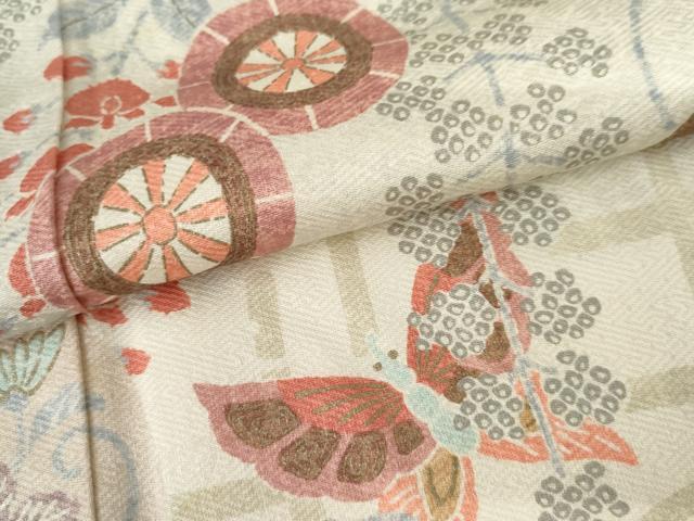 平和屋着物●訪問着 吉祥花蝶文 暈し染め 金彩 正絹 逸品 AABF5215cs
