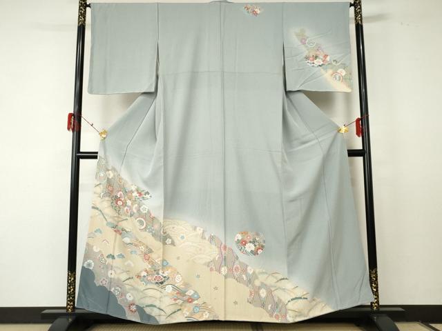平和屋着物●訪問着 地紙吉祥花文 暈し染め 金彩 正絹 逸品 未使用 AABF5224cs
