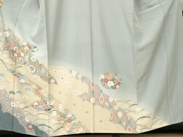 平和屋着物●訪問着 地紙吉祥花文 暈し染め 金彩 正絹 逸品 未使用 AABF5224cs