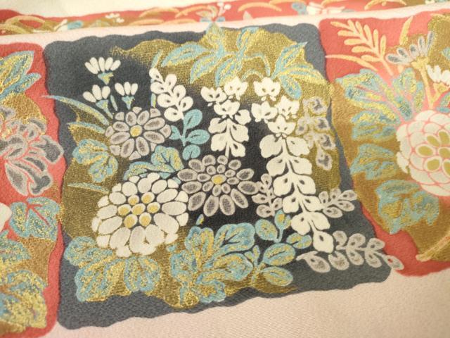 平和屋着物●豪華振袖 色紙草花文 暈し染め 金彩 ロング丈 正絹 逸品 AABF5226cs