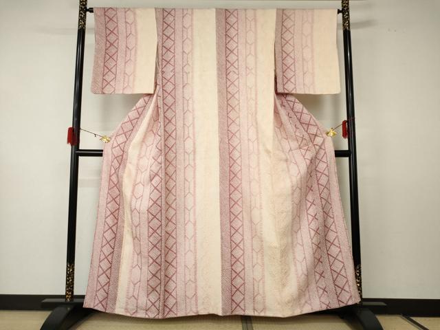 平和屋着物●上質な小紋 総絞り 幾何学間道 暈し染め 正絹 逸品 AABF5235cs