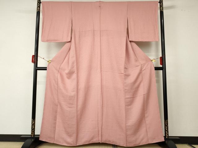 平和屋着物●上質な色無地 紋意匠 紅梅色 正絹 逸品 未使用 AABF5241cs