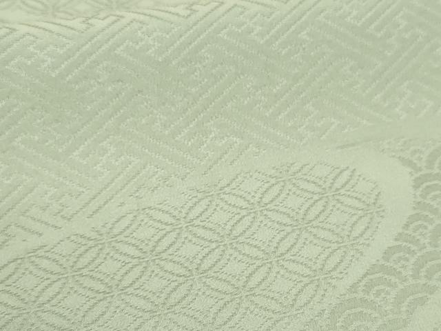 平和屋着物●上質な色無地 流水吉祥地紋 山葵色 正絹 逸品 AABF5244cs