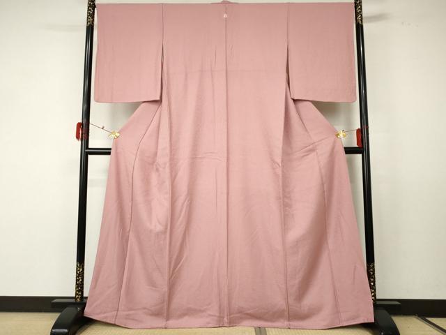 平和屋着物●上質な色無地 紋意匠 石竹色 正絹 逸品 AABF5247cs
