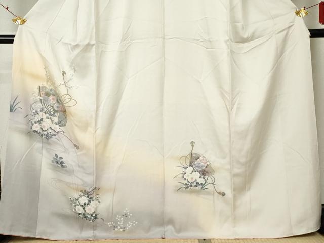 平和屋着物●訪問着 流水扇面花文 暈し染め 金銀彩 正絹 逸品 AABF5256cs