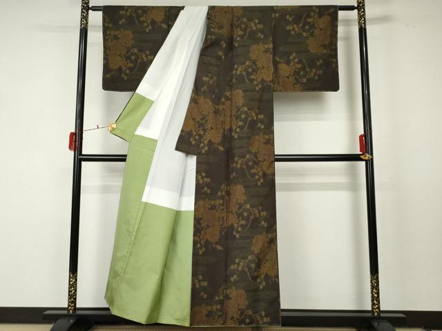 平和屋着物●本場大島紬 エ霞枝花文 正絹 逸品 未使用 AABF5260cs
