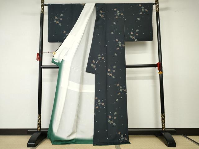 平和屋着物●上質な小紋 手描き 松 正絹 逸品 AABF5264cs