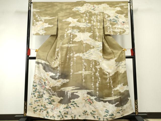 平和屋着物●訪問着 御所車風景文 暈し染め 金銀彩 正絹 逸品 AABF5270cs
