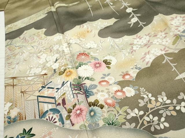 平和屋着物●訪問着 御所車風景文 暈し染め 金銀彩 正絹 逸品 AABF5270cs