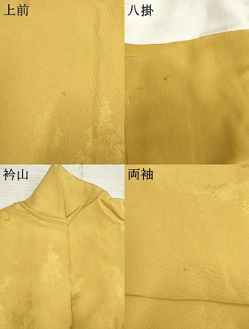 平和屋着物●上質な色無地 樹林地紋 芥子色 正絹 逸品 AABF5277cs