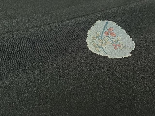 平和屋着物▽小紋 単衣 花丸文 黒地 洗える着物 AABF5287jh