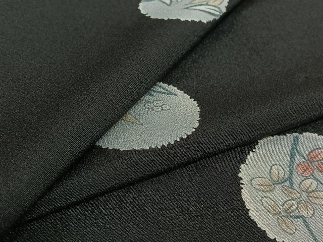 平和屋着物▽小紋 単衣 花丸文 黒地 洗える着物 AABF5287jh