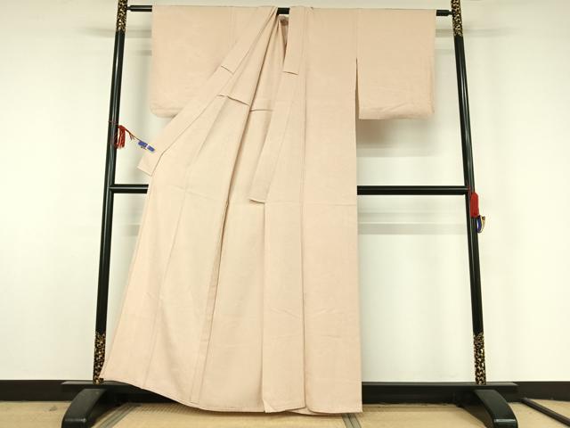 平和屋着物▽上質な色無地 単衣 風景花地紋 灰桜色 正絹 逸品 AABF5293jh