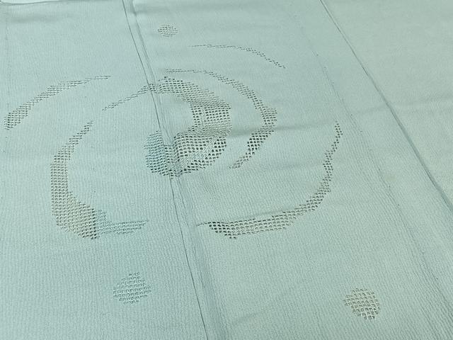平和屋着物▽無地絵羽訪問着 単衣 ドロンワーク 流水文 空色 正絹 逸品 AABF5296jh